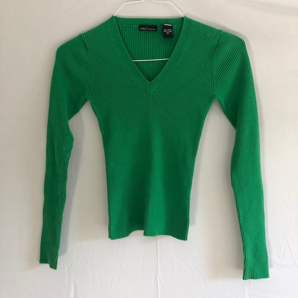 Green vneck sweater